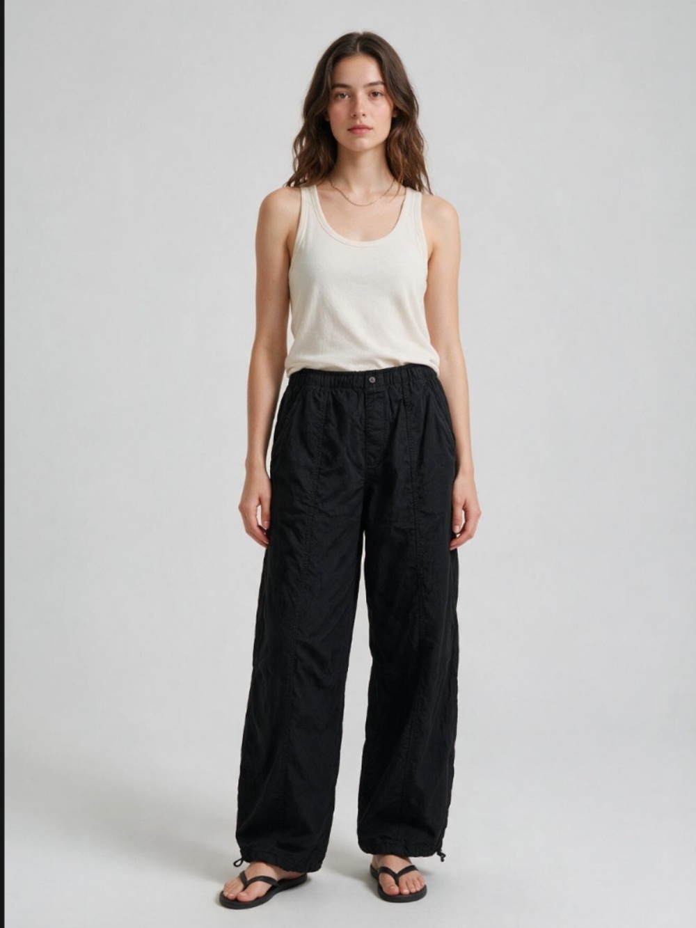 Black ZARA parachute pants